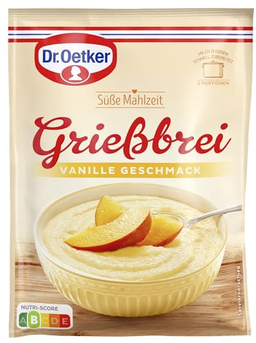 Dr. Oetker Süße Mahlzeit Grießbrei Vanille-Geschmack 12er Pack – Mischung für Grießbrei Vanille-Geschmack für eine Hauptmahlzeit oder als süße Mahlzeit zwischendurch
