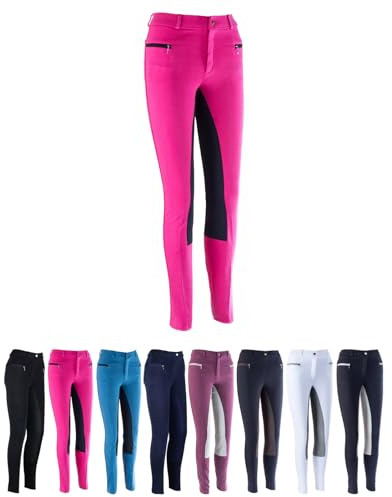 HKM by Reiterladen24 - Kinder Reithose Vollbesatz BASICLINE pink/schwarz 152