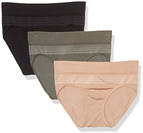 Warner's womens Blissful Benefits By Warner's Seamless Pany 3 Pack Hipster Panties, Stone/Toasted Almond/Black, XX-Large US