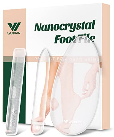 VANWIN Lime à pied en verre pour enlever les callosités, lime pédicure en cristal pour callosités