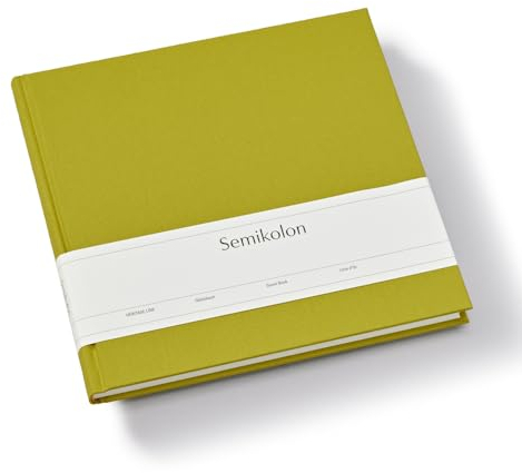 Semikolon 370072 Gästebuch - 25 x 23 cm - mit 180 blanko Seiten zum Selbstgestalten, Lesezeichen - matcha hell-grün