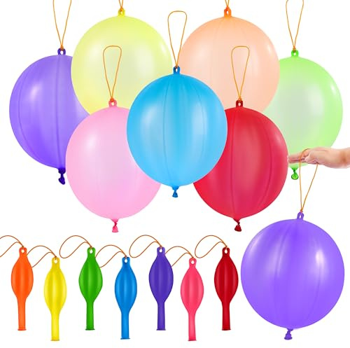 JOYIN 12 Pcs Punch Balloons, Easter Egg Fillers, Heavy Duty Party Favors for Kids, Punching Balloons with Rubber Band Handle for Birthday, Goodie Bags Stuffers, Party Supplies