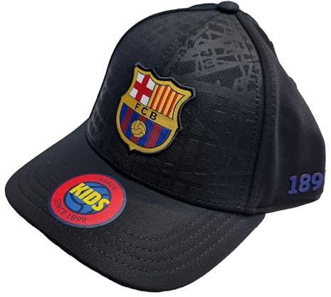 Barcelona Barça EIX Mütze, schwarz, für Kinder, mit FC-Lizenz, Kindergröße, verstellbar, Schwarz, Einheitsgröße