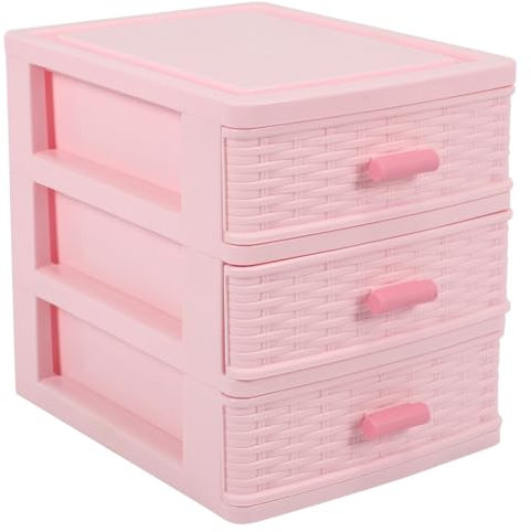 Fozriybefy Plastic Scatola Portaoggetti per Gioielli A 3 Scomparti con Cassetto Rosa