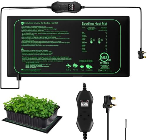 KBIBCK Seedling Heat Mat, 52.5x25 cm Heat Mat for Plants with Thermostat, IPX4 Waterproof Seedling HeatMat, Plant Heated Propagator, Heating Pad for Seed Germination, Reptiles and Winter Hydroponics