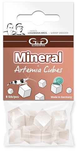 GlasGarten Mineral Artemia Cubes | 8 uds. - Alimento complementario/alimento Mineral para gambas Ornamentales, Caracoles y cangrejos de río con Huevos de Artemia decapsulados Ricos en proteínas