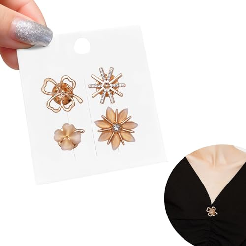 VOSSOT 4 Pièces Broche Decollete Femme Broches et Pins pour Femme | Fantaisie Mode Fixation de Vêtements, Chic Le Lot de Broches Accessoires, élégant Comme Cadeau, pour Filles