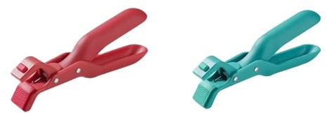 Pinze per piastre calde, multi-funzione per piatti caldi, per cucina, multi-angolo, in silicone, antiscivolo, per ciotole, padelle, piatti (rosso + blu)