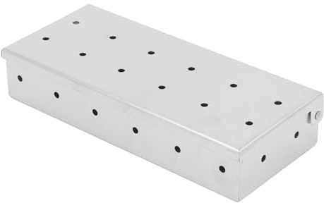 Grcfumo Caja para ahumar, Caja para ahumar Universal de Acero Inoxidable, Caja para ahumar de Acero Inoxidable Caja para ahumar con virutas de Madera Caja para ahumar con Tapa Vent