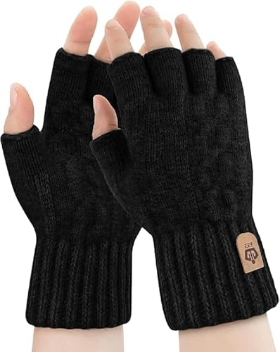 Guanti senza dita per touchscreen per uomo e donna, guanti da lavoro termici effetto cashmere, compatibili per guida invernale, digitazione e tempo freddo
