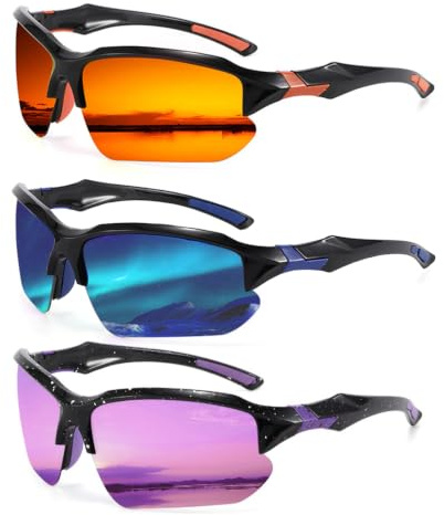 UJBVCX 3 Pares Gafas de Sol Polarizadas, Gafas De Sol Deportivas Polarizadas Protección UV400, Gafas Ciclismo Deportivas para Hombre y Mujer, Para Correr, Andar En Bicicleta, Pesca, Escalar, Esquí