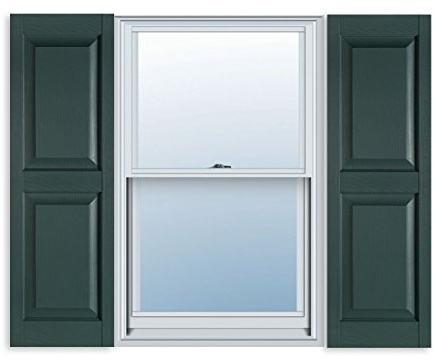 Exterior Solutions Standard Raised Panel Exterior Vinyl Shutters, Heritage Green (Pair), 15 Inch x 35 Inch