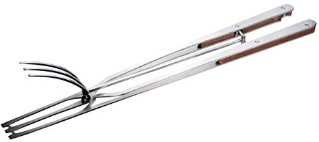 Steakarola Classic_Migliore Pinza per Barbecue in Acciaio Inox e Legno massello zigrinato