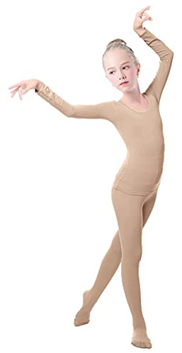 Lovdaswi Set termico per bambine, top e pantaloni, strato base per danza, Nude, Large