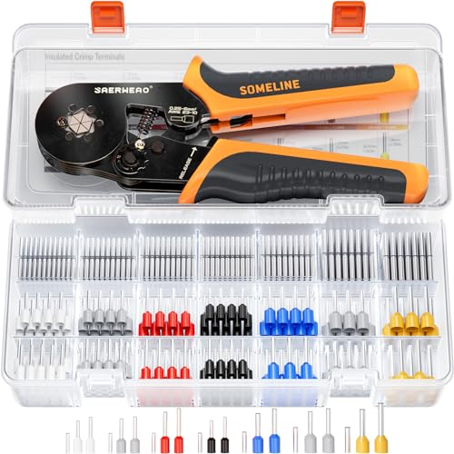 Crimpadora Hexagonales Terminales Alicates con 1500pcs Conectores Cable, SAERWEAO Herramientas Terminales de Cable Crimpado Alicates 0,25–6mm², Alicates Electricista, terminales faston