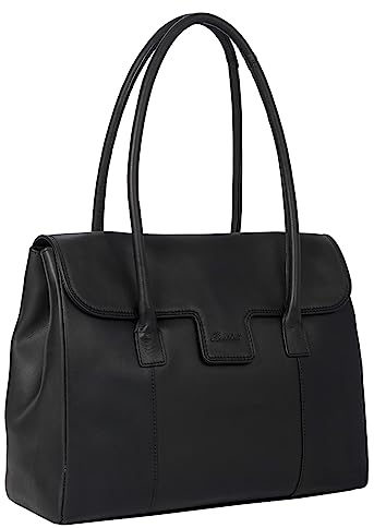 Benthill Damen Handtasche Echt-Leder - Umhängetasche aus weichem hochwertigem Echtleder - Vintage Fashion Bag Beutel - Shopper - Schultertasche, Farbe:Schwarz