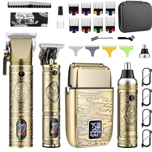 GSKY Hair Clippers for Men Professional, Beard Trimmer Kits & Sets, Cordless Mens Hair Trimmer, Electric Shavers, Haircutting Machine with LED Display, for Barber