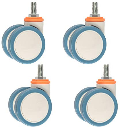 Ruote girevoli in poliuretano per carichi pesanti, rotelle di ricambio per carrelli, doppie da 75 mm, gambo filettato M12X25 mm, per apparecchiature di bellezza, 4 pezzi/universali