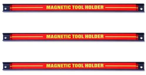 HOMFME Set of 3/6 Magnetic Tool Holder Rack, 18 Inch 46cm Heavy Duty Garage Wall Holder Strips, Space-saving Wall Mounted Screwdriver Organizer Magnetic Tool Bars for Workshop Kitchen (3 PCS)