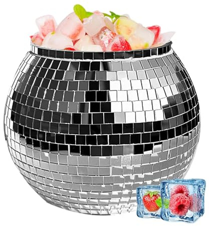 Secchiello per il ghiaccio da discoteca - Secchiello per il ghiaccio con palla da discoteca | Secchiello per ghiaccio da cocktail riflettente da 3 litri | Vasca per bevande alla moda con palla da disc