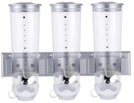 Torrvaror dispenser – müsli-matdispenser, väggmonterad flingdispenser | Trippel oumbärlig behållare för torrmat, trippel müsli, behållare för väggmontering, müsli-