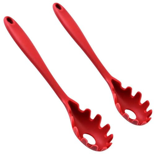 JYTDBCS 2-Piece Silicone Spaghetti Spoon Set (Red)