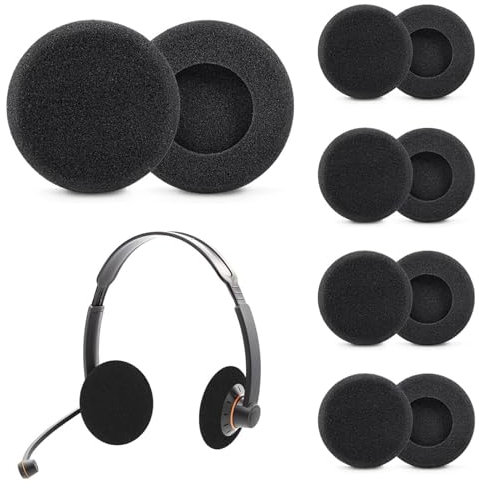 Almohadillas para Auriculares de Audio, Fundas Elásticas de Repuesto, Esponja Earpads Reemplazo Almohadillas Cojínes Oído Accesorios para Auriculares, 5 cm, Negro, 10 Piezas