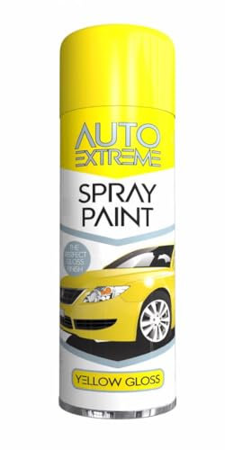 RAPIDE Auto Extreme AX Spray Paint Gloss Yellow 250ML | Quick Drying, Petrol Resistant, Hard-Wearing | Gloss Finish for Interior & Exterior Use | CFC-Free
