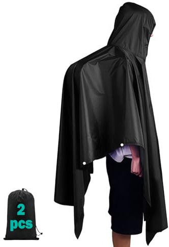 NHTJTHE 2pcs chubasqueros multiusos con bolsa de almacenamiento, poncho impermeable unisex, para bicicleta, al aire libre, camping, senderismo, pesca, 1, L-XL