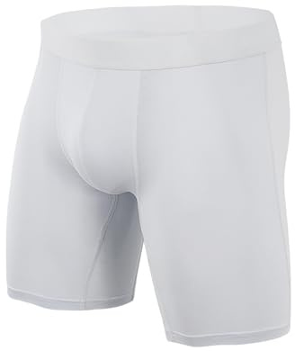 Men's Underpants Shorts Plain Mid Waist Anti-Wear Leg Elastic Cotton Sports Boxer Shorts Men's Underwear Fine Rib, White, 4XL