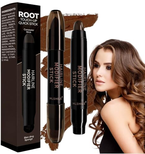 Instant Root Cover Up Stick,Black Hairline Powder Stick,Double-Head Root Touch Up St/ick,Instant Hair Loss Concealer for Thinning Hair,Portable Design for Hairline&Beard,for Men&Women(Light Brown)
