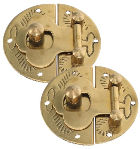 FOMIYES Lot de 2 Moraillons de Boîte en Laiton 3 Cm Loquets Ronds Vintage Jaunes pour Boîtes à Bijoux Accessoires de Fermeture Sécurisée pour Projets Créatifs