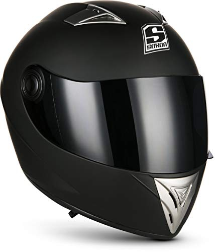 Soxon® ST-550 „Fighter“ · Integral-Helm · Full-Face Motorrad-Helm Roller-Helm Scooter-Helm Cruiser Sturz-Helm Streetfighter-Helm Sport Urban · ECE 22.05 Visier Schnellverschluss Tasche XS (53-54cm)