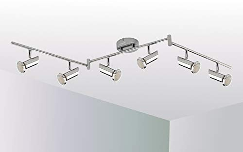 Trango 6-flammig 2000-068 LED Wohnzimmer Lampe *MIA* in Chrom-Optik inkl. 6x 3 Watt GU10 LED Leuchtmittel I Deckenlampe I Deckenstrahler I Deckenleuchte I Schlafzimmer Leuchte schwenkbar und drehbar