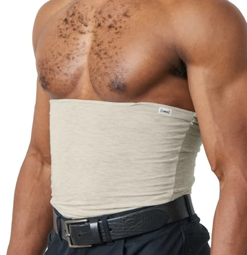 CHARM Stomach Wrap Japanese Haramaki - Mens Belly Warmer Womens Postpartum & Maternity Belt Light Greige