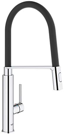 GROHE Feel - Einhand-Spültischbatterie (kratzfeste Oberfläche, flexible Anschlussschläuche, Schwenkbereich von 360°, mit Profibrause), silber, 31489000