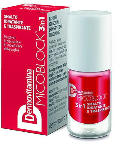 Dermovitamina Micoblock 3in1 Smalto onicomicosi - Rosso - Smalto curativo per unghie - Tratta i micosi unghie piedi - 5 ml - 16 colorazioni