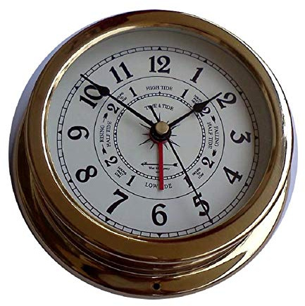 West & Company 5 3/8 Raised Brass Tide-Time Clock