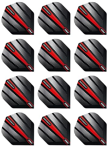 RED DRAGON Hardcore Radical Red Flash Dart Flights - 4 Sets Per Pack (12 Dart Flights in Total)