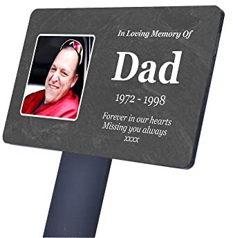 Grande plaque commémorative personnalisée avec photo, piquet de jardin ou décoration funéraire – Acrylique, imperméable et résistant (grande taille)