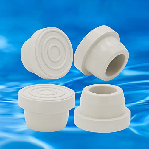 Powswopx Pool Ladder Bumpers for Inground Pool - Inside Pool Ladder Rubber End Plugs White Fit 1.9 Inner Diameter Ladder Tubing for Protect Swimming Pool Liner, Rubber Ladder Foot Cover - 4 Packs