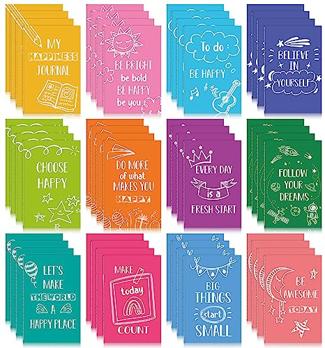 48 Stück Mini Notizbücher Bunt Notizhefte Lustig Inspirierend Journals Mini Tagebücher mit Motivierend Spruch Tasche Schreibblöcke für Kinder Lehrer Schule Büro Belohnung (Fröhlich Stil,48,undefined)