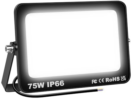 SKYWORLD Focos LED Exterior 75W, 7500LM Proyector LED Exterior, 6000K Blanco Frío Luz de Seguridad, Impermeable Luz de Inundación Iluminación para Garaje Patio Jardín Terraza Parque Estadio Obra