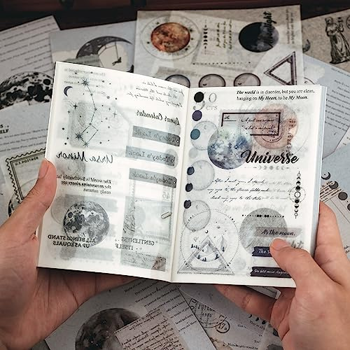 RISYPISY Scrapbooking Stickers, Pack of 40 Stickers, Scrapbook with Self-Adhesive, Activity Sticker Album for DIY Collecting Stickers