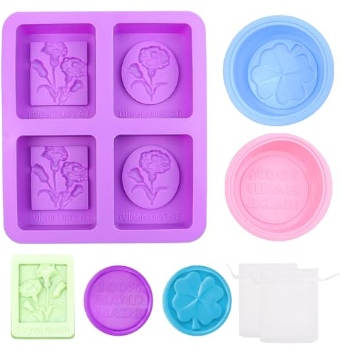 3PCS Silikonform Seife, Seifenformen Silikon, 4 Cavities Silikonform, Silikonformen GießFormen, Handgefertigte Seifenform Für DIY Formen Kuchen Backen Schokolade