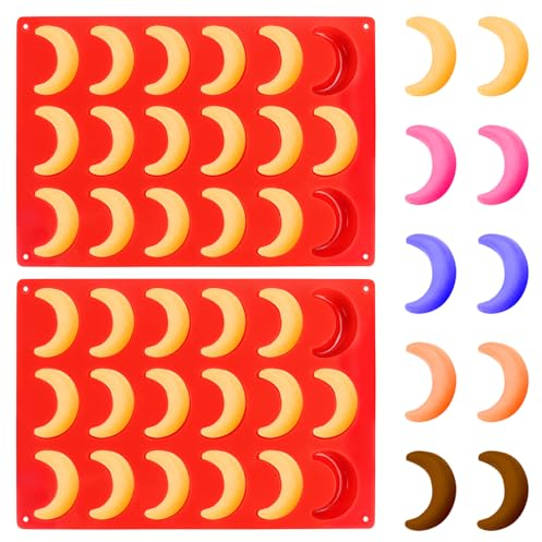 Vanillekipferl Backform Silikon, Silikonform für Vanillekipferl, 18 Mulden Backblech Vanillekipferl, Schokoladenformen Geleeformen, Backform Vanillekipferl Kuchenformen für Backzubehör (2 Stück)