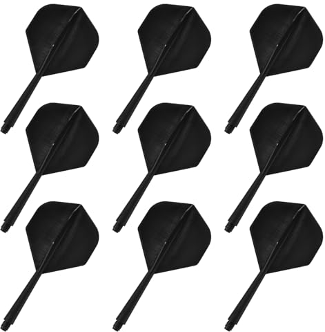 9 Stück Dart Schäfte und Flights aus einem,Schwarz Integrierter Dartschaft,Dart Flights mit Schäfte Stabil,75mm Kunststoff Standard Dart Zubehör für Darts Dartpfeil Spiel