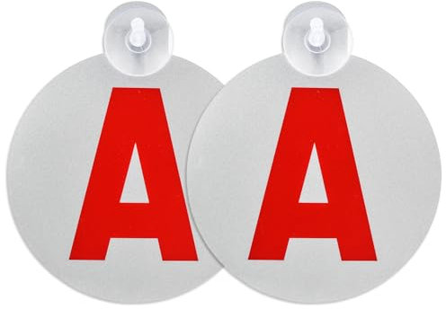 Ancable Lot de 2 Disque A Jeune Conducteur - Ø 15 CM - Fixation par ventouse, protection antivol et anti-UV, réflexion nocturne