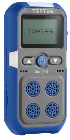 TopTes Guard-101 Gasmelder, 4 Gasmelder Für H2S, CO, LEL Und O2, Mit Vibration, Licht- Und Tonalarm, 14 Stunden Batterielaufzeit, Explosionsgeschützt, Für Arbeit Und Zuhause - Blau