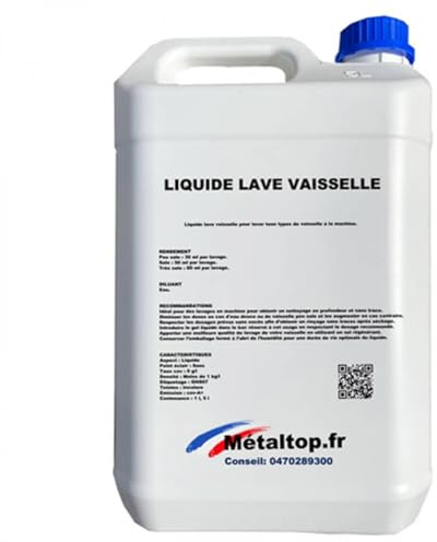 Métaltop - Liquide Lave Vaisselle - 20 L - Puissant, dégraissant et rinçage sans laisser de traces